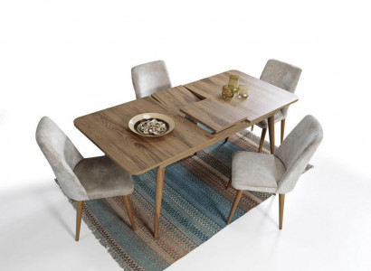 Dining room set dining group table ensemble dining table set 4x chairs complete 5-piece.